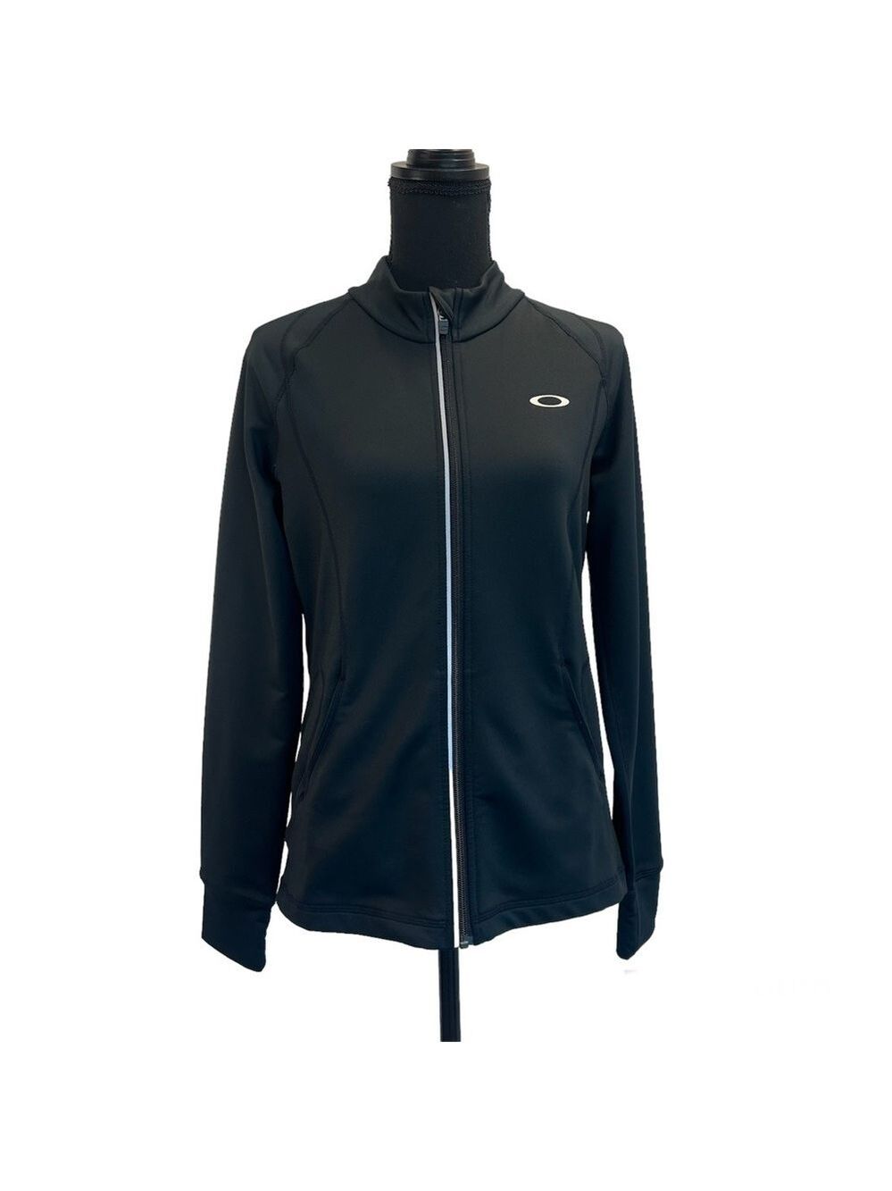 OAKLEY women's black running athletic zip up jacket Sz M